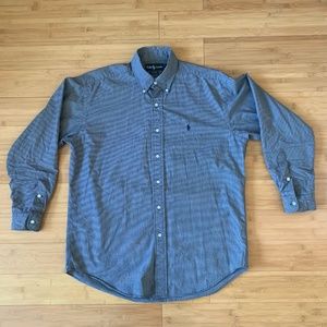 RALPH LAUREN Men's LS BLAIRE Cotton Button Up sz. M Shirt Gingham Check Blue